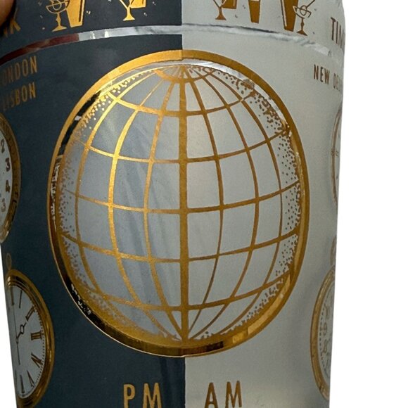 Set of 4 Mid-Century Modern "Time For A Drink" Double Old Fashioned Glasses Gold - Picture 11 of 16